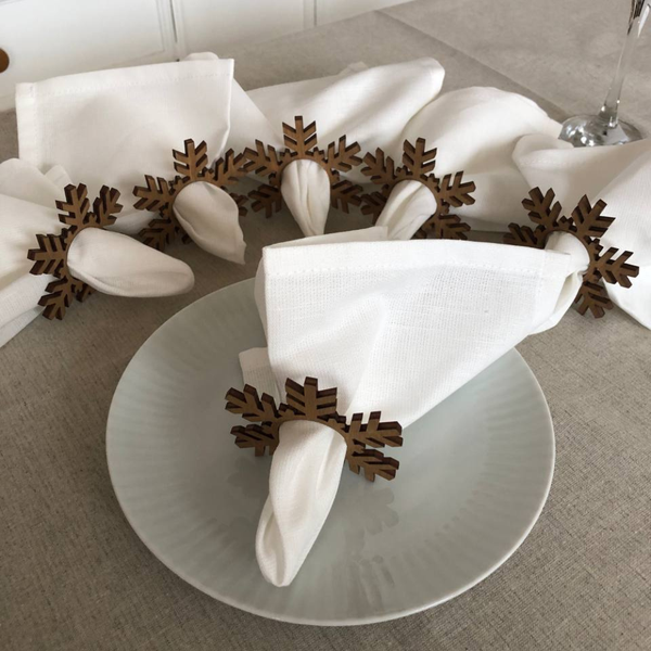 Изображение товара Набор сервировочных салфеток ОМурМебель с держателем Снежинка (6шт, белый)
