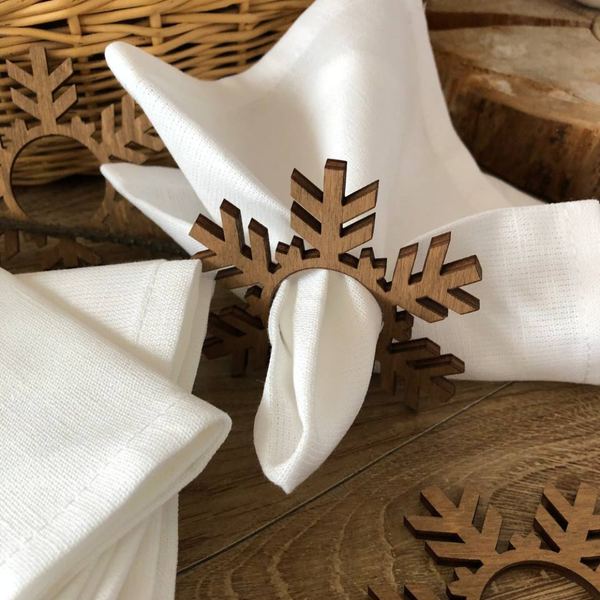 Изображение товара Набор сервировочных салфеток ОМурМебель с держателем Снежинка (6шт, белый)