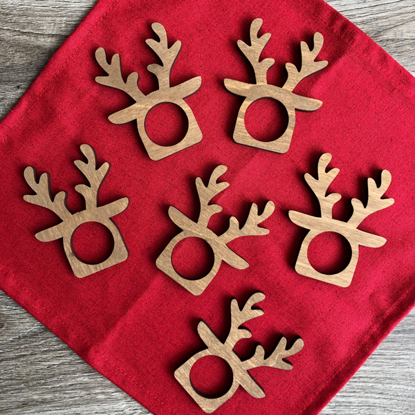 Изображение товара Набор сервировочных салфеток ОМурМебель с держателем Рога оленя (6шт, красный)