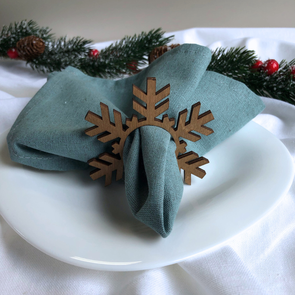 Изображение товара Набор сервировочных салфеток ОМурМебель с держателем Снежинка (6шт, синий)
