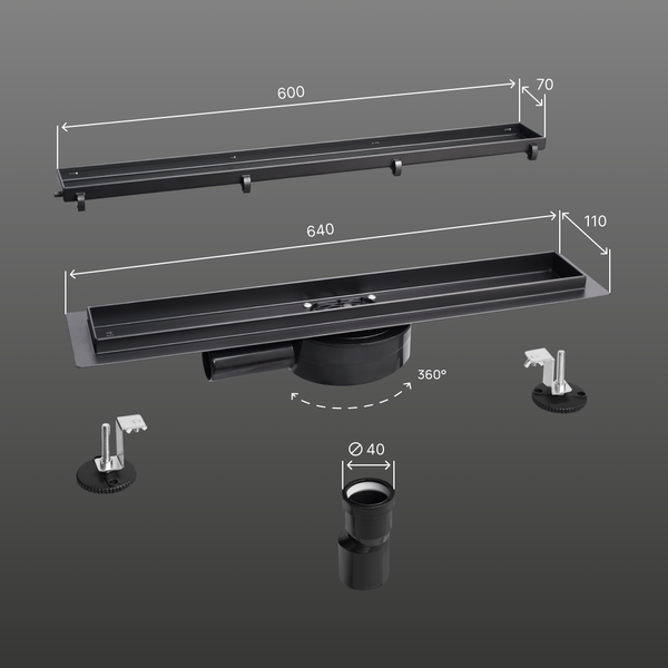 Изображение товара Трап для душа РМС ТЛ02Ч-60х7