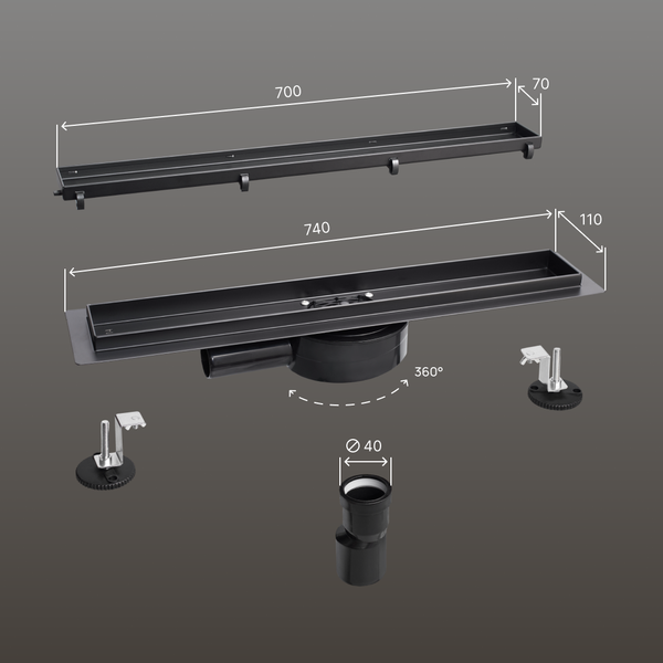 Изображение товара Трап для душа РМС ТЛ02Ч-70х7