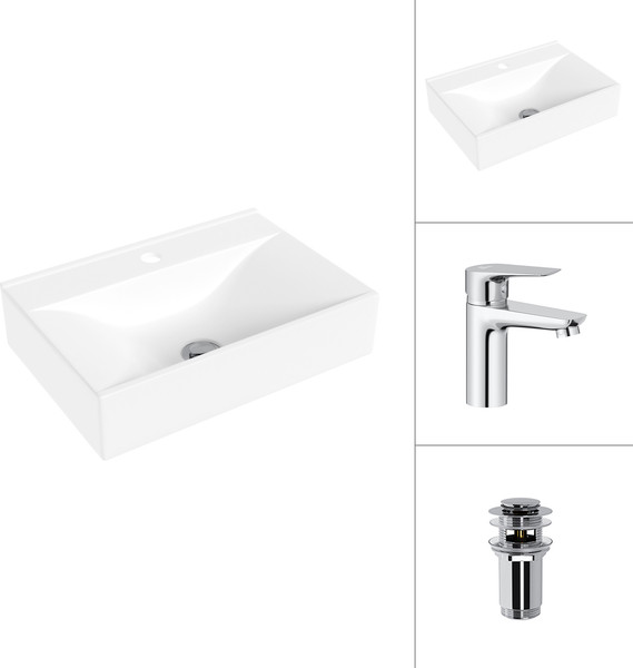 Изображение товара Умывальник со смесителем Lauter 21887B + Awe 21CK128C с донным клапаном 21190CH (хром)