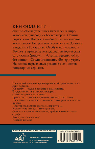 Изображение товара Книга АСТ Ночь над водой, мягкая обложка (Фоллетт Кен)