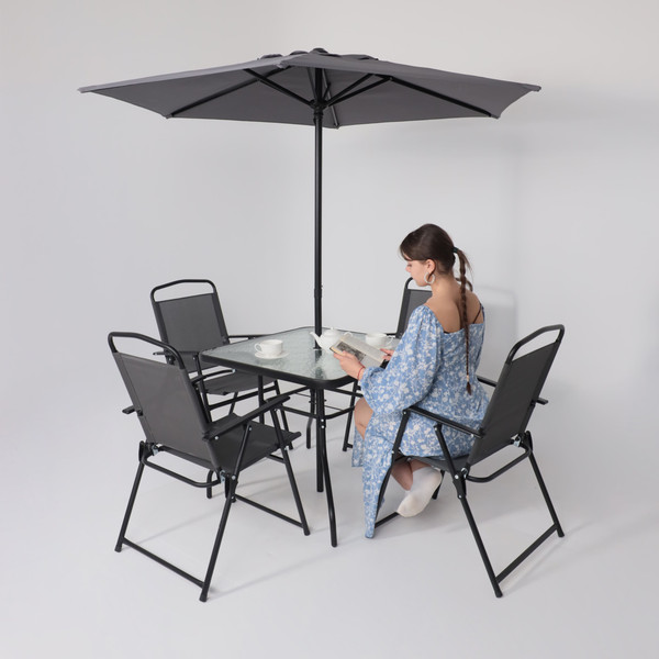 Изображение товара Комплект садовой мебели AksHome Picnic (серый/черный)