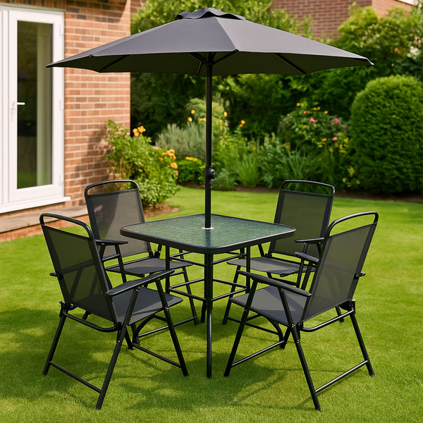 Изображение товара Комплект садовой мебели AksHome Picnic (серый/черный)