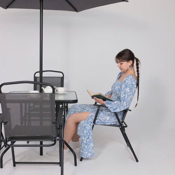 Изображение товара Комплект садовой мебели AksHome Picnic (серый/черный)