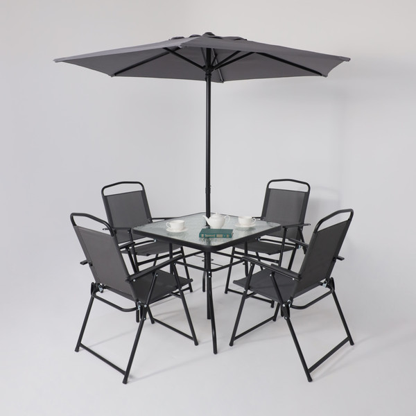 Изображение товара Комплект садовой мебели AksHome Picnic (серый/черный)