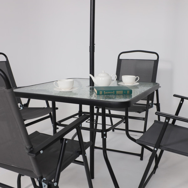 Изображение товара Комплект садовой мебели AksHome Picnic (серый/черный)