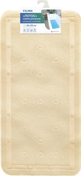 Изображение товара Коврик на присосках Вилина Массажный Лотос / 6910 (43x90, светло-бежевый)