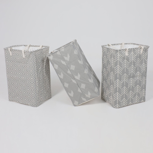 Изображение товара Корзина для белья AksHome Becky (серый/стрелы)