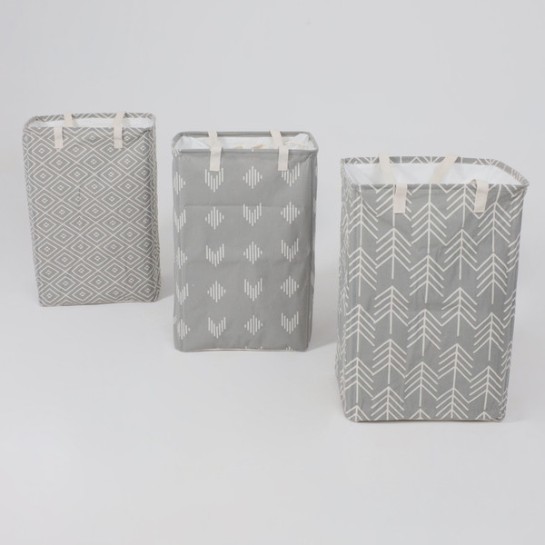 Изображение товара Корзина для белья AksHome Becky (серый/стрелы)