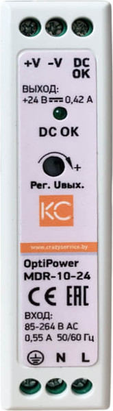 Изображение товара Блок питания на DIN-рейку КС MDR-20W-12V / mdr-20-12