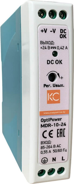 Изображение товара Блок питания на DIN-рейку КС MDR-20W-24V / mdr-20-24