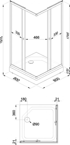 Изображение товара Душевой уголок Triton Вельвет-К 80х80 А