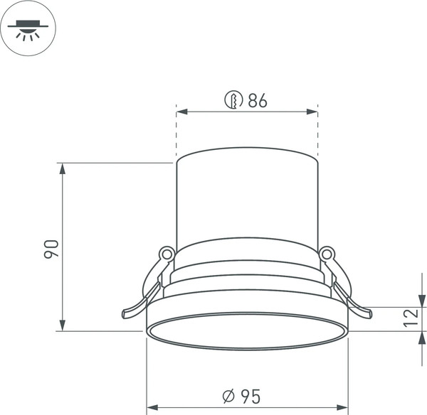 Изображение товара Точечный светильник Arlight MS-VOLCANO-BUILT-R95-15W Warm3000 WH 38deg / 035441