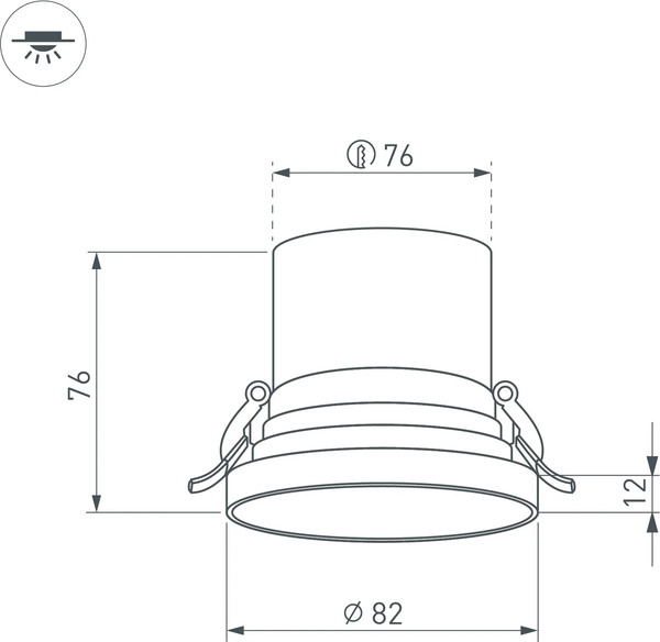 Изображение товара Точечный светильник Arlight MS-VOLCANO-BUILT-R82-10W Warm3000 WH 38deg / 033663