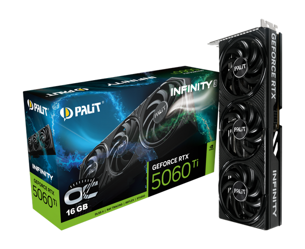 Изображение товара Видеокарта Palit GeForce RTX 5060 Ti Infinity 3 OC 16GB GDDR7 (NE7506TS19T1-GB2061S)