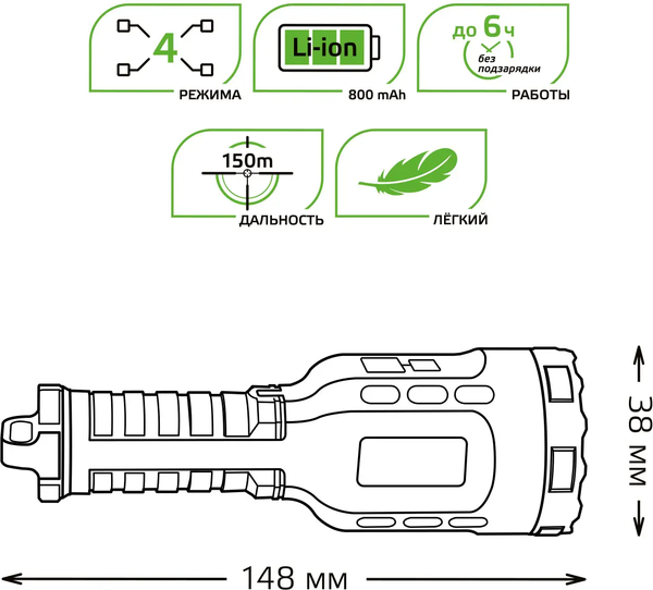 Изображение товара Фонарь Gauss GFL208 / GF208