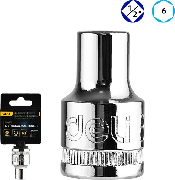 Изображение товара Головка слесарная Deli Торцевая шестигранная / EDQ4008