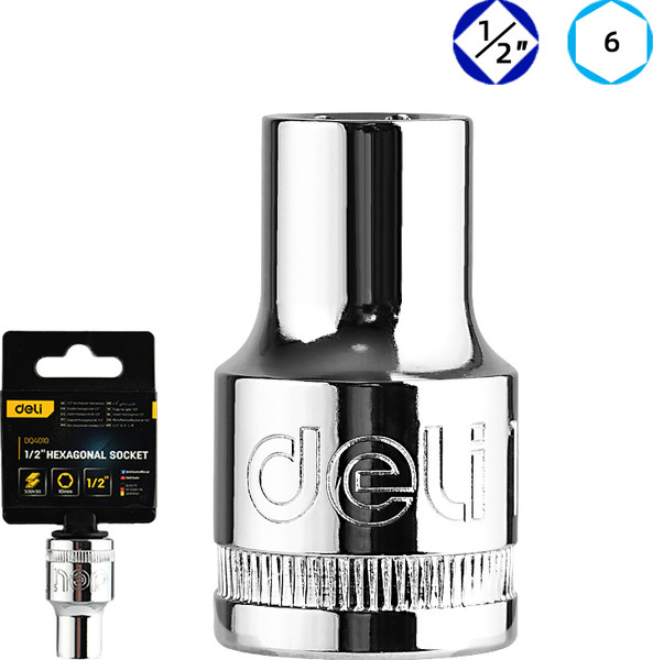 Изображение товара Головка слесарная Deli Торцевая шестигранная YS EDQ4010 (1/2", 10мм)