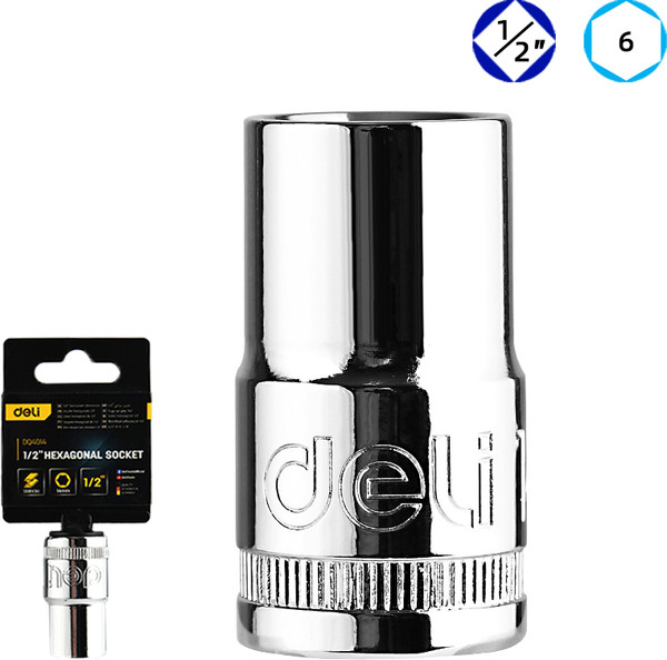 Изображение товара Головка слесарная Deli Торцевая шестигранная YS EDQ4014 (1/2", 14мм)