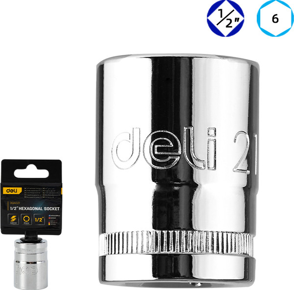 Изображение товара Головка слесарная Deli Торцевая шестигранная YS EDQ4021 (1/2", 21мм)