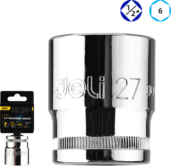 Изображение товара Головка слесарная Deli Торцевая шестигранная YS EDQ4027 (1/2", 27мм)