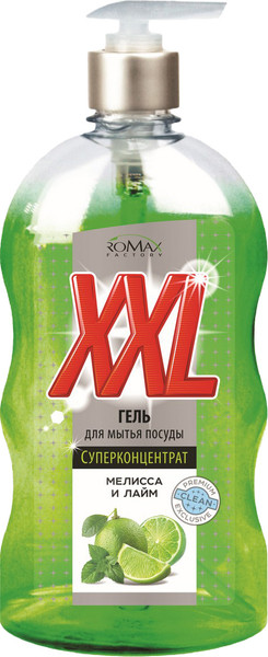 Изображение товара Средство для мытья посуды Romax XXL Мелисса и лайм (650г)