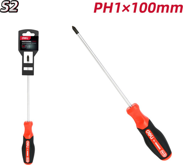 Изображение товара Отвертка Deli RS EDL3457 (PH1x100мм, черный/красный)