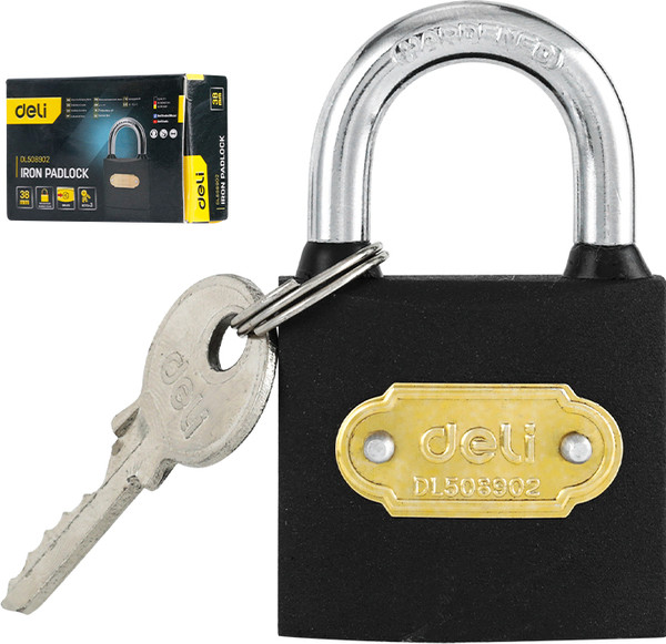 Изображение товара Замок навесной Deli YS EDL508902 (38мм, автомат, 3 ключа, защита от влаги)
