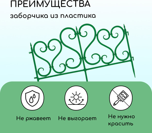 Изображение товара Изгородь декоративная Мастер Сад 32x300см 6 секций / 2152308 (зеленый)