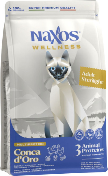 Изображение товара Сухой корм для кошек Adragna Naxos Wellness Adult Sterilized Утка, Курица, Индейка (7кг)