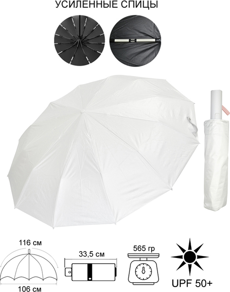 Изображение товара Зонт складной Ame Yoke ОК55-12DR (белый)