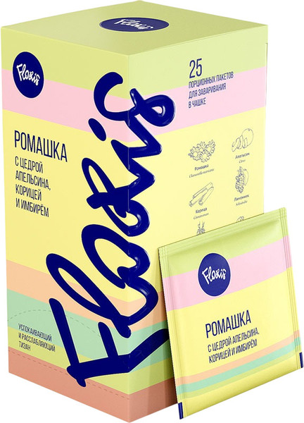 Изображение товара Чайный напиток Floris Ромашка с цедрой апельсина, корицей и имбирем (25пак)