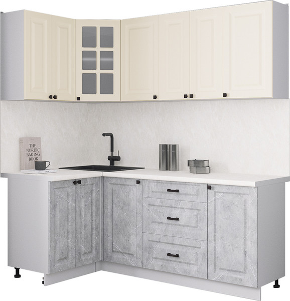 Изображение товара Кухонный гарнитур Интерлиния Мила Деко 1.2x2.0 (керамика/белый/опал светлый)