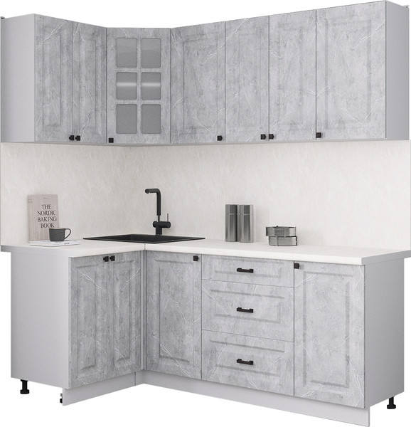 Изображение товара Кухонный гарнитур Интерлиния Мила Деко 1.2x2.0 (керамика/керамика/опал светлый)