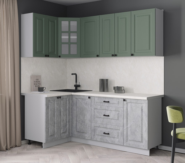 Изображение товара Кухонный гарнитур Интерлиния Мила Деко 1.2x2.0 (керамика/мята/опал светлый)
