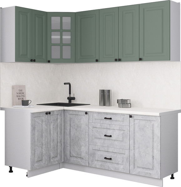 Изображение товара Кухонный гарнитур Интерлиния Мила Деко 1.2x2.0 (керамика/мята/опал светлый)