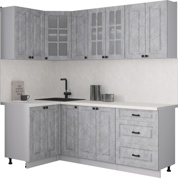 Изображение товара Кухонный гарнитур Интерлиния Мила Деко 1.2x2.1 (керамика/керамика/опал светлый)