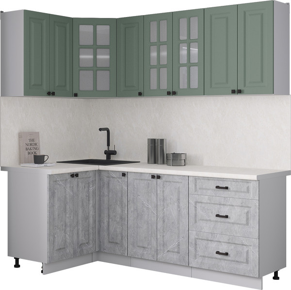 Изображение товара Кухонный гарнитур Интерлиния Мила Деко 1.2x2.1 (керамика/мята/опал светлый)