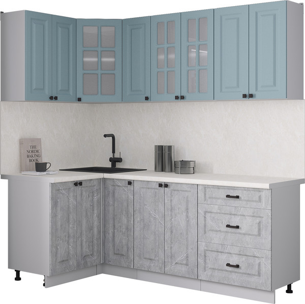 Изображение товара Кухонный гарнитур Интерлиния Мила Деко 1.2x2.1 (керамика/океан/опал светлый)