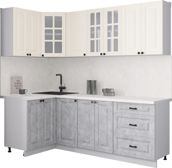 Изображение товара Кухонный гарнитур Интерлиния Мила Деко 1.2x2.2 (керамика/белый/опал светлый)