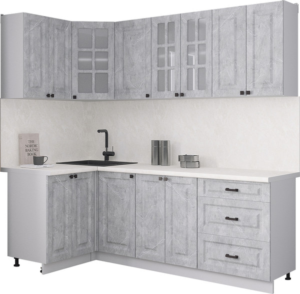 Изображение товара Кухонный гарнитур Интерлиния Мила Деко 1.2x2.2 (керамика/керамика/опал светлый)