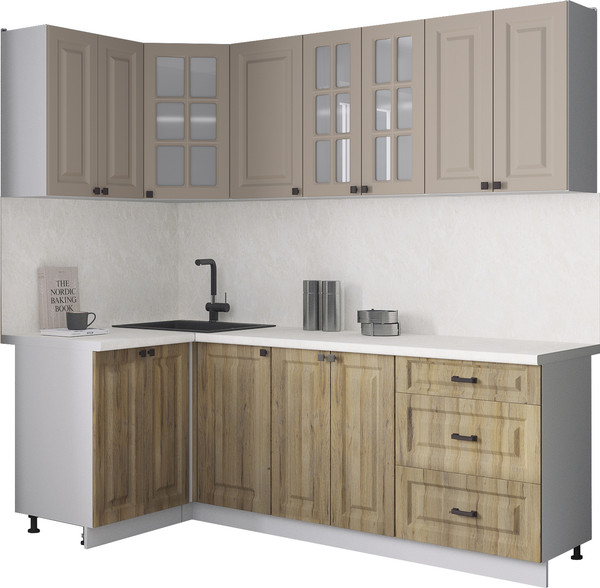 Изображение товара Кухонный гарнитур Интерлиния Мила Деко 1.2x2.2 (дуб вотан/луна/опал светлый)