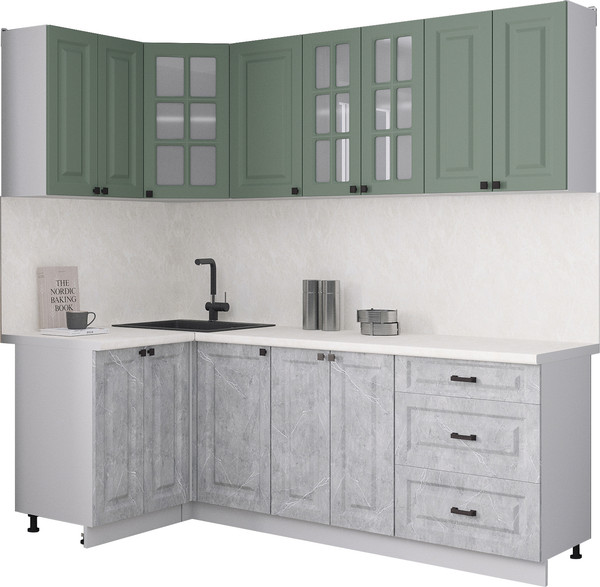 Изображение товара Кухонный гарнитур Интерлиния Мила Деко 1.2x2.2 (керамика/мята/опал светлый)