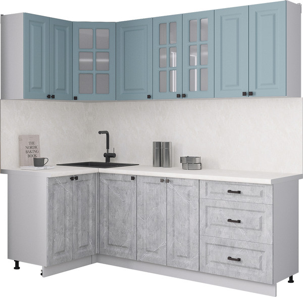 Изображение товара Кухонный гарнитур Интерлиния Мила Деко 1.2x2.2 (керамика/океан/опал светлый)