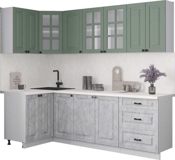 Изображение товара Кухонный гарнитур Интерлиния Мила Деко 1.2x2.4 (керамика/мята/опал светлый)