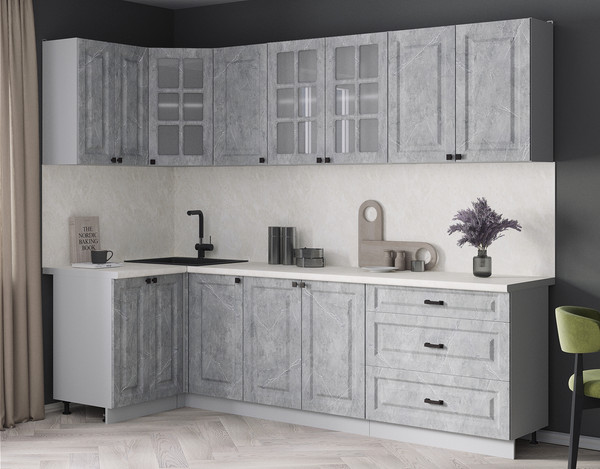 Изображение товара Кухонный гарнитур Интерлиния Мила Деко 1.2x2.6 (керамика/керамика/опал светлый)