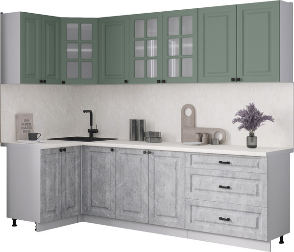 Изображение товара Кухонный гарнитур Интерлиния Мила Деко 1.2x2.6 (керамика/мята/опал светлый)